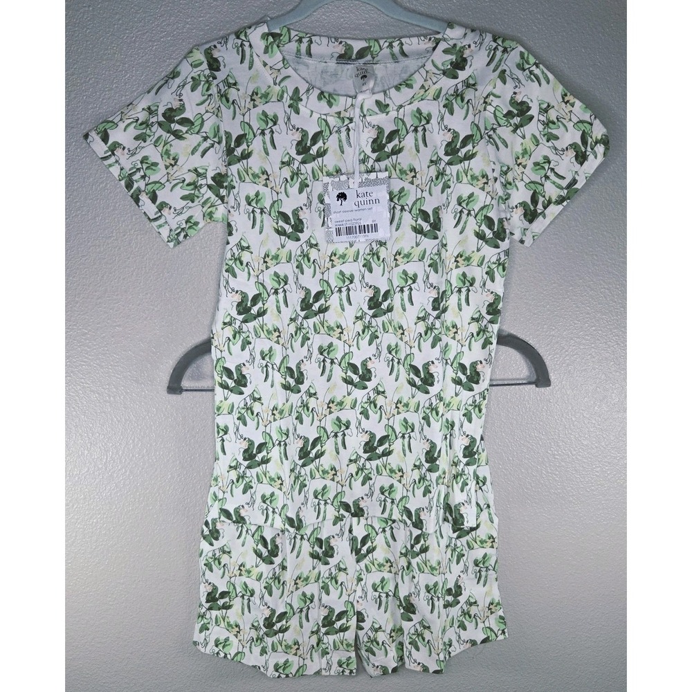 Kate Quinn 2PC Set 8Y Sweet Pea‎ Floral Organic Cotton Shirt Shorts NWT